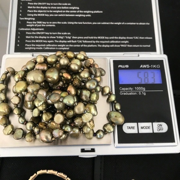 Green Yellow Multicolor Dyed Genuine Pearl Long Strand Necklace 48" - Picture 9 of 9